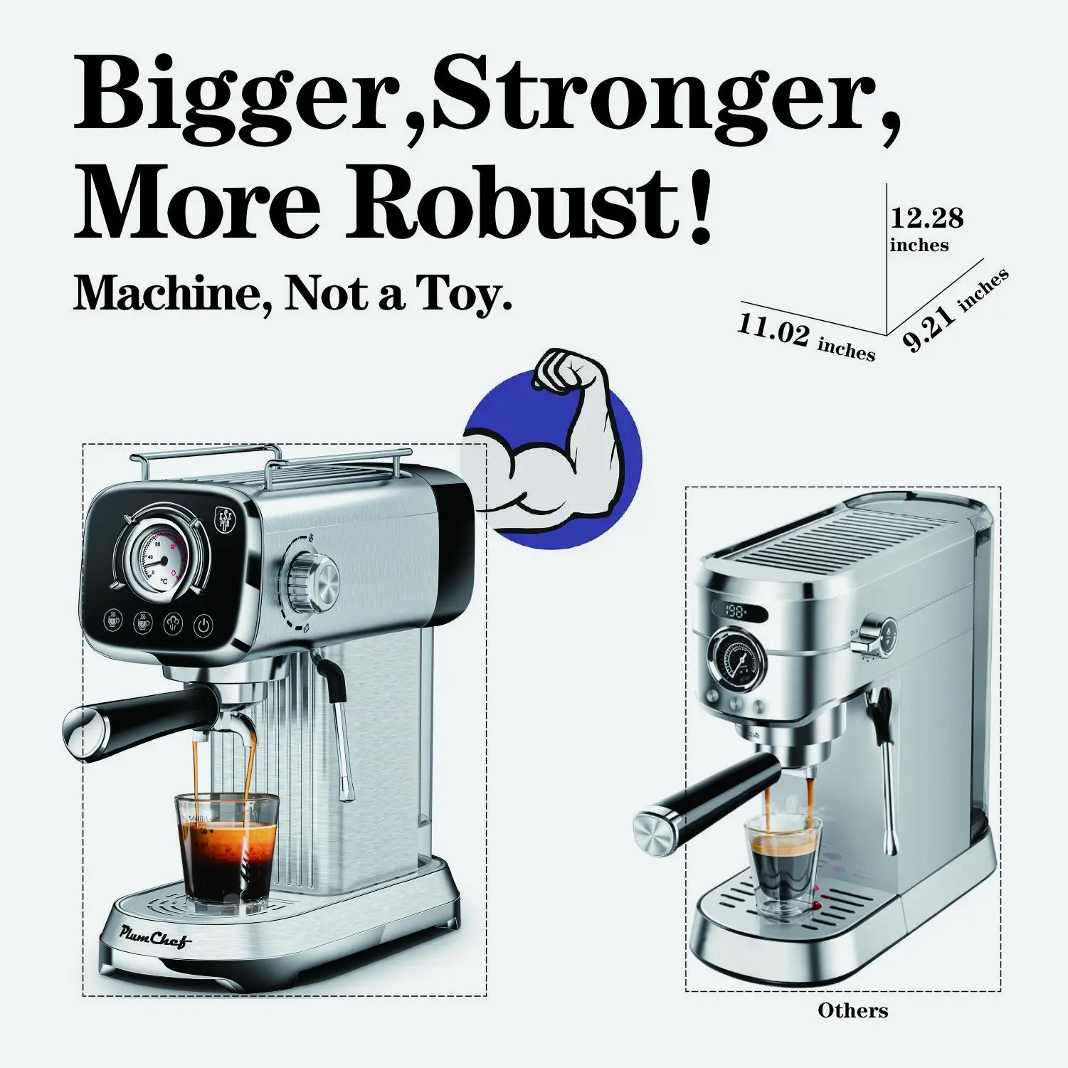 Semi Automatic Coffee Machine 20 Bar Household Coffee Espresso Maker with Milk Frother Steam Wand Temp Gauge 34oz Water Tank
