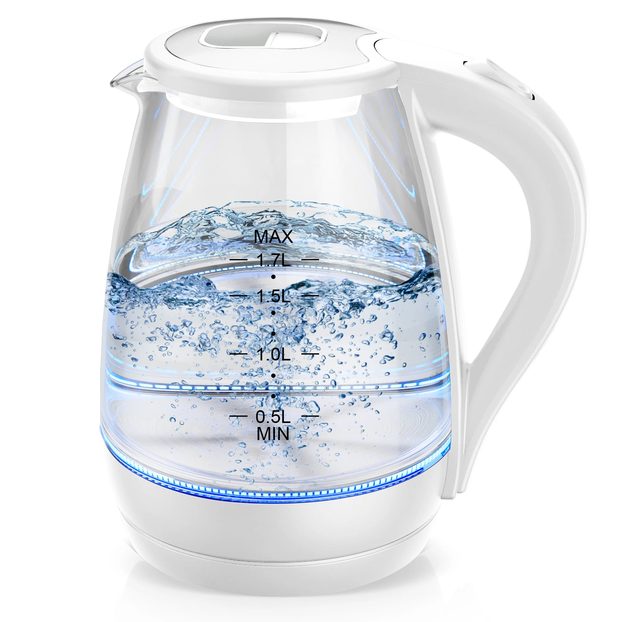 Electric Tea Kettle - 1.7L Borosilicate Glass Electric Kettle with LED Indicator, Fast Boiling Hot Water Boiler
