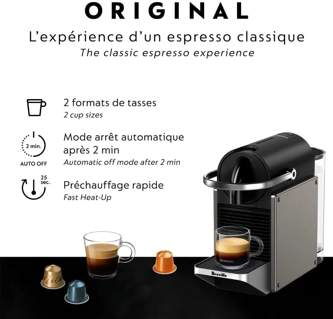 Breville-USA BEC420TTN1AUC1 Pixie Espresso Machine, Titan