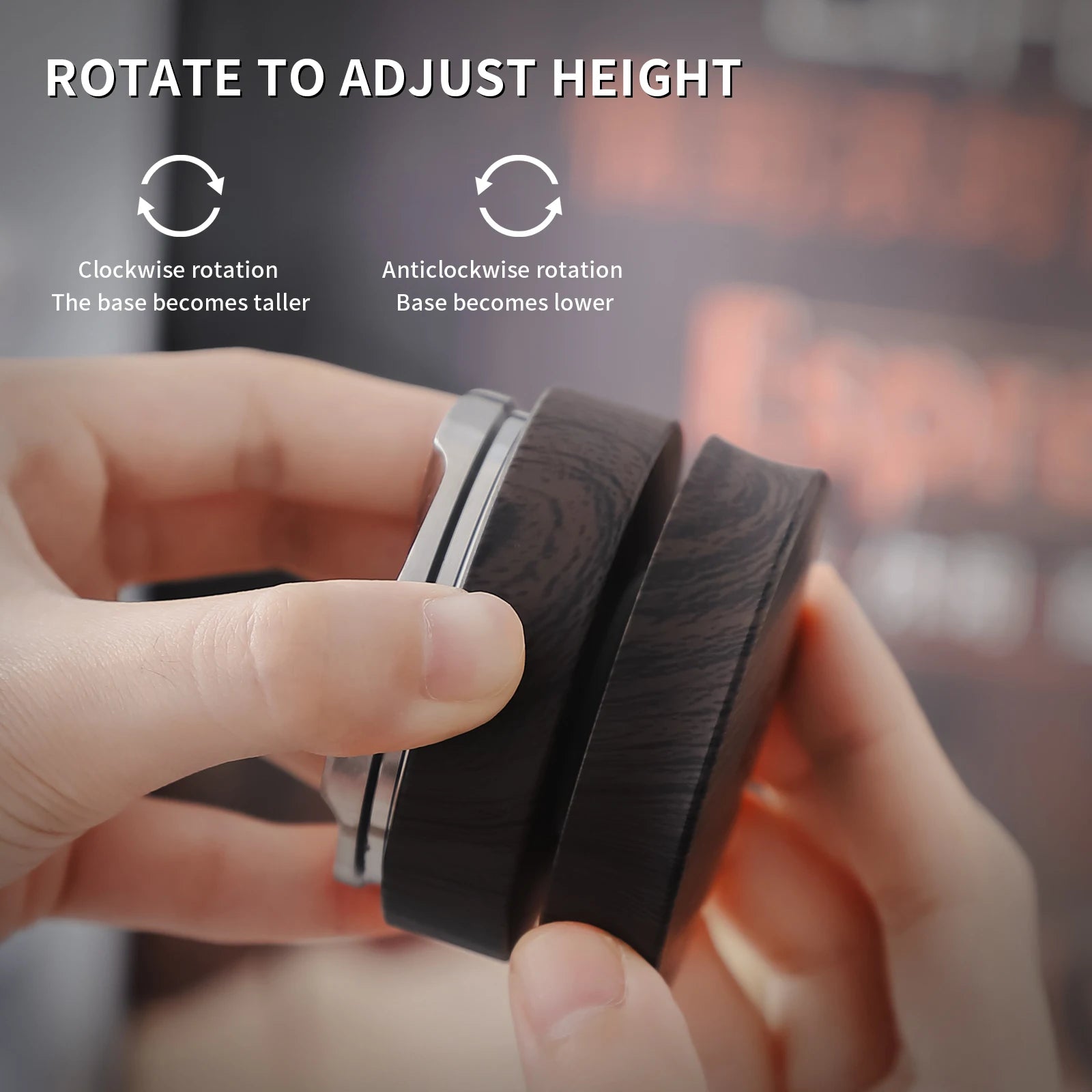 58mm Coffee Distributor - Wood Grain Espresso Distribution Tool,Adjustable Depth Coffee Tamper and Leveler