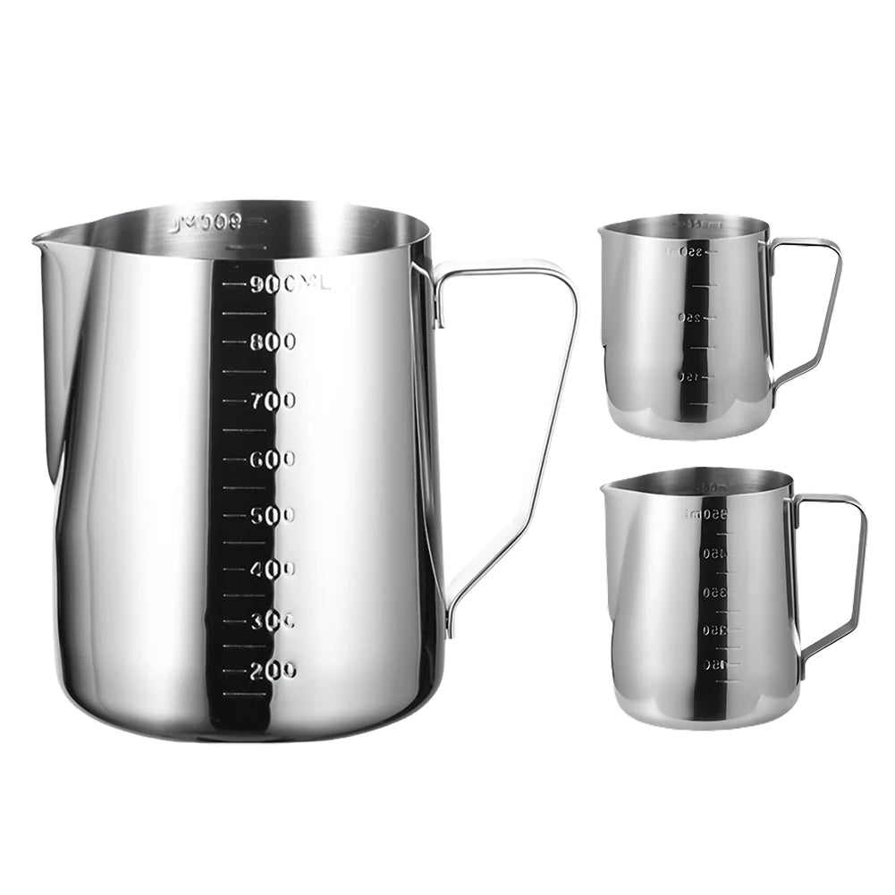 350/600/900ml Cappuccino Cream Frothing Jug Pitcher Stainless Steel Barista Frother Pitcher with Scale Kitchen Cafe Accessories