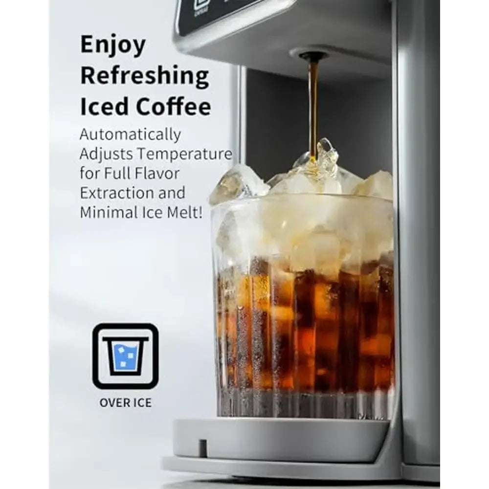 Single Serve Coffee Maker with Bold Setting Hot & Iced Coffee Brewer K Cup and Grounds Compatible 6-14 Oz Sizes 50 Oz Removable