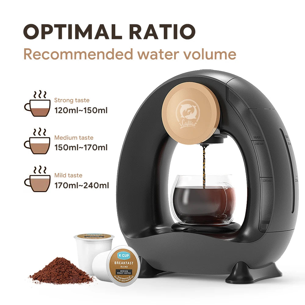 4-8 Oz Single Serve Coffee Maker 2 In 1 Americano Mini Coffee Machine Compatible With Coffee Ground &K Cup,Automatic Drip Coffee