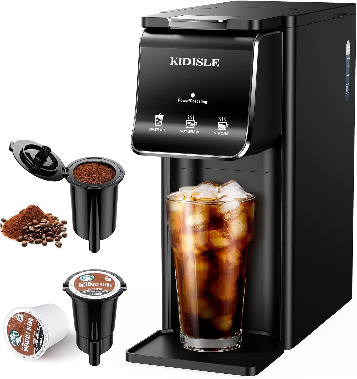 Hot & Iced Coffee Maker, K Cup Coffee Maker, Compatible with K-Cups and Ground Coffee, Single Serve Coffee Machine with Bold Set