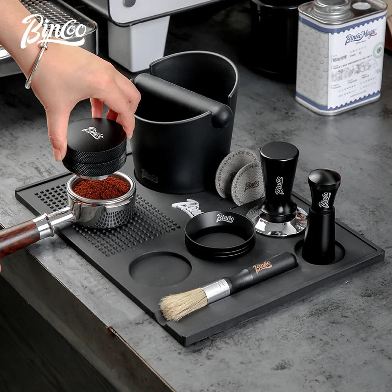 Bincoo Multifunction Espresso Tamper Mat-Non-Slip Silicone Coffee Tamper Mat All in One-Tamping Pad for Barista Tool