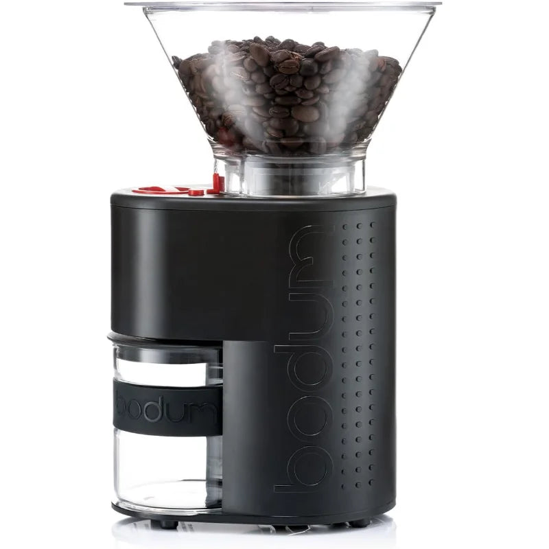 Bodum Bistro Electric Conical Burr Coffee Grinder, Preset Timer, 12 Grind Settings, Black