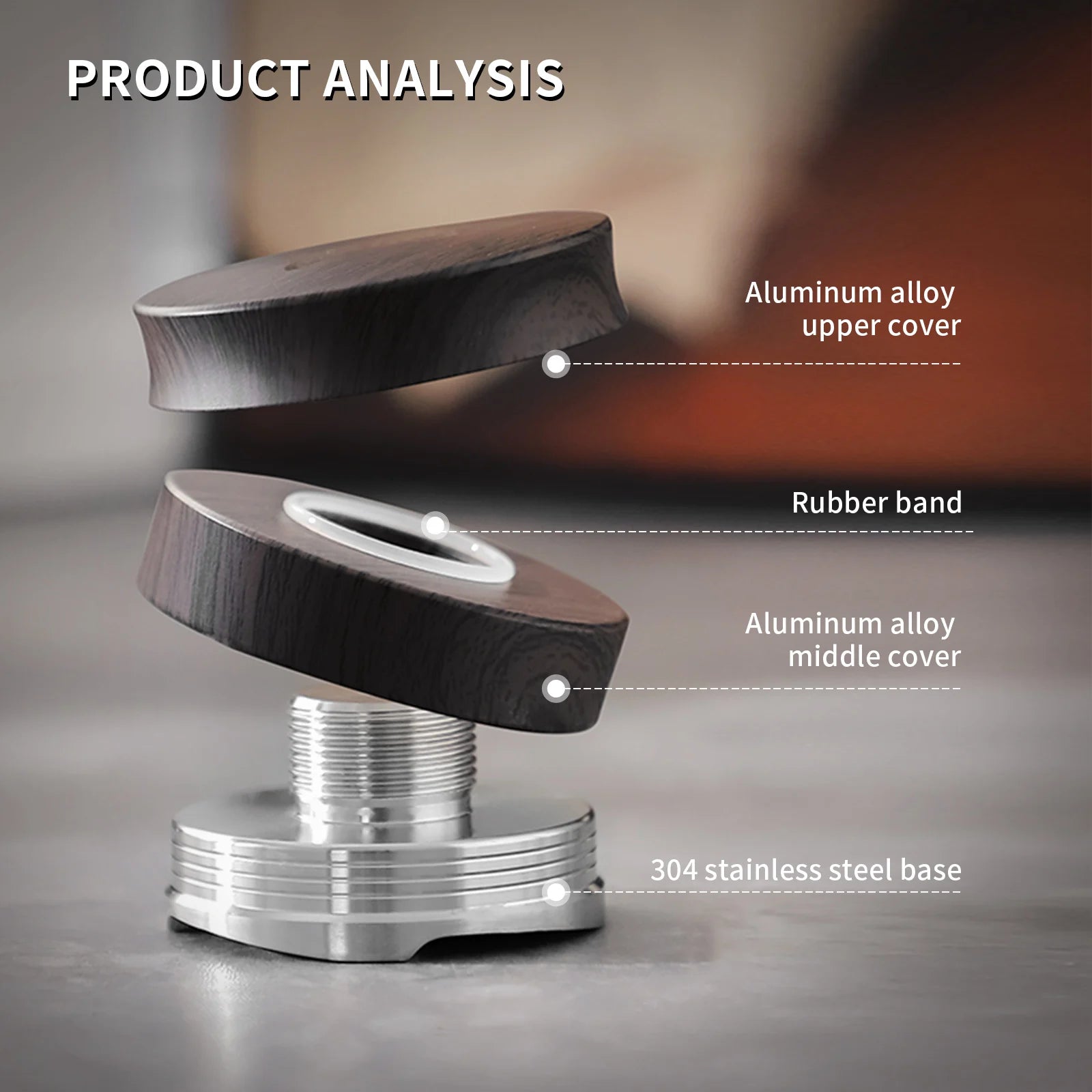 58mm Coffee Distributor - Wood Grain Espresso Distribution Tool,Adjustable Depth Coffee Tamper and Leveler