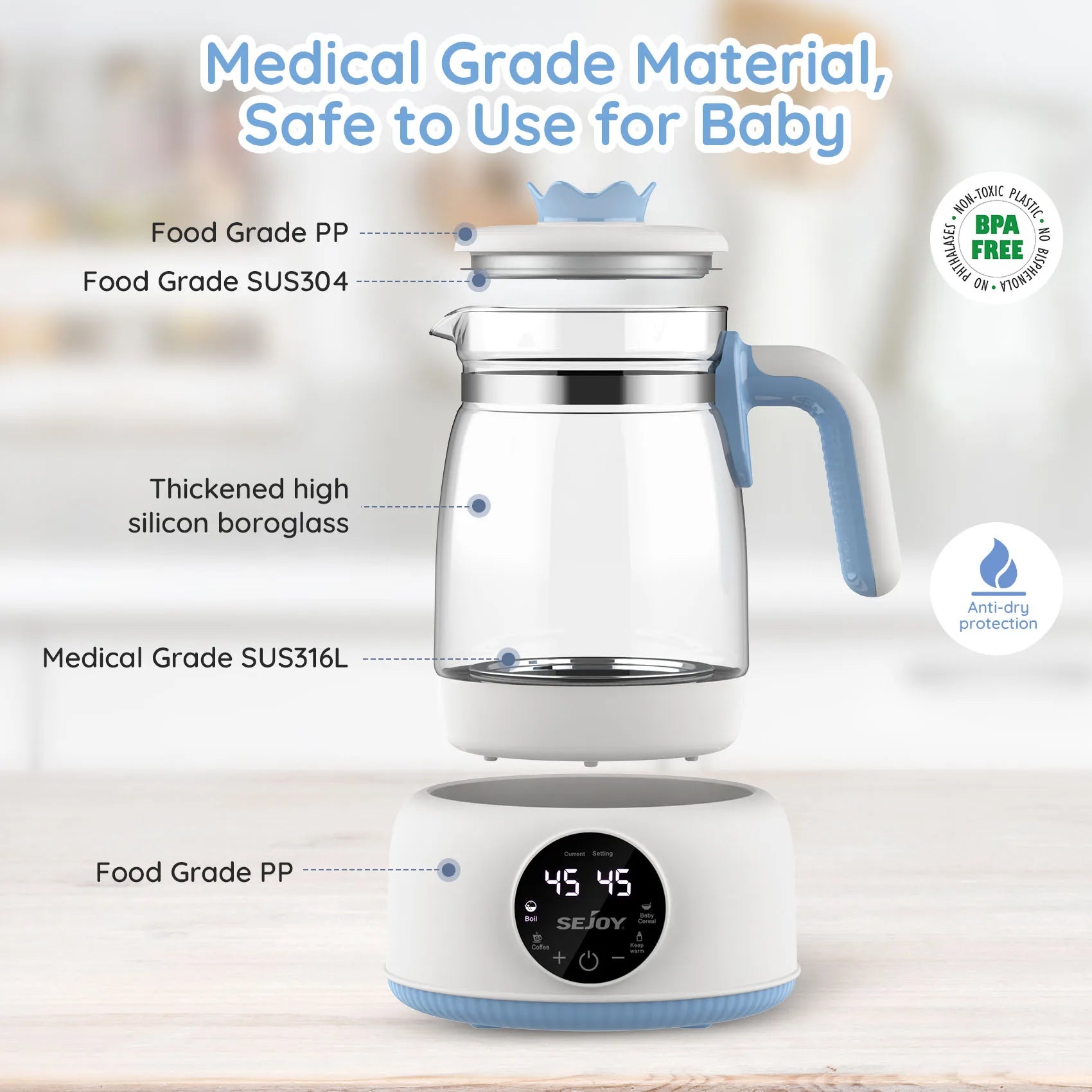 220v/110v Infant Thermostatic Milk Regulator 800W Electric Baby Formula Kettle Automatic Warmer Feeding Bottle