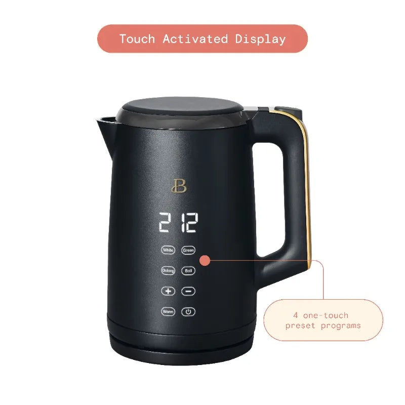 Beautiful 1.7-Liter Electric Kettle 1500 W with One-Touch Activation, Black Sesame by Drew Barrymore