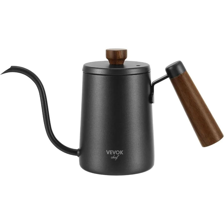 Compact 20 Ounce 550ml Stainless Steel Gooseneck Kettle with Wooden Handle for Precision Pour Over Coffee and Tea Brewing Narro