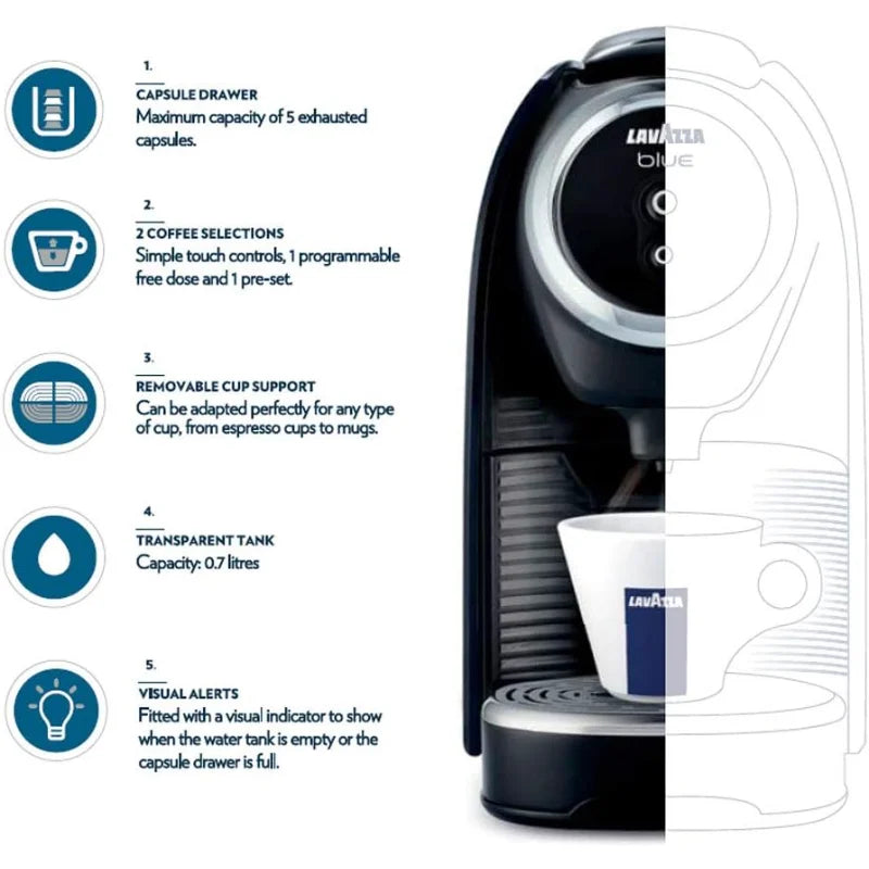 Lavazza BLUE Classy Mini Single Serve Espresso Coffee Machine LB 300, 5.3