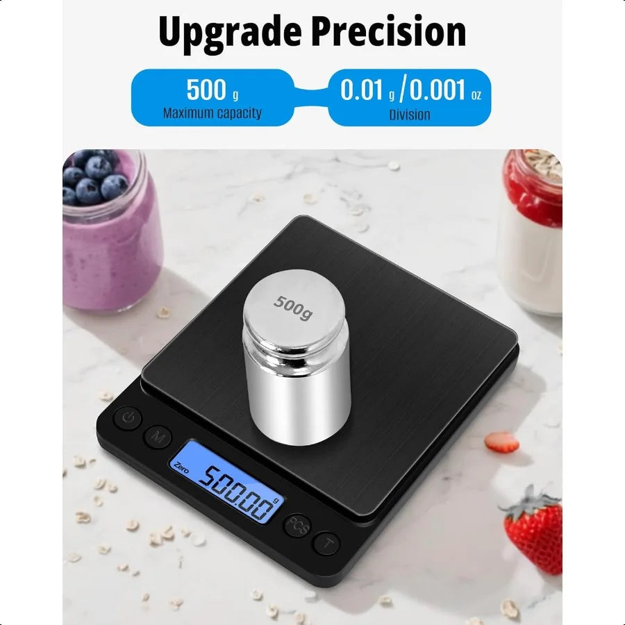 Gram Scale Weighs Up to 500g 0.01g Mini Pocket Size Digital Coffee Espro Scales with 2 Plastic Trays