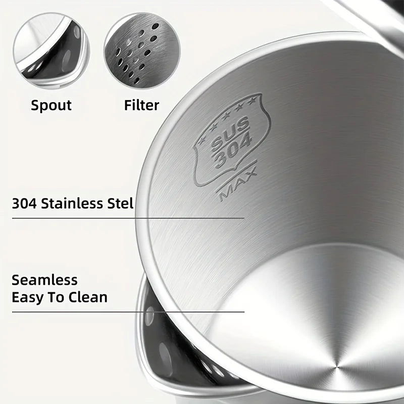 2L Stainless Steel Electric Kettle with Fast Boil, Temperature Control & Double-Layer Protection – Food-Grade, Modern Design