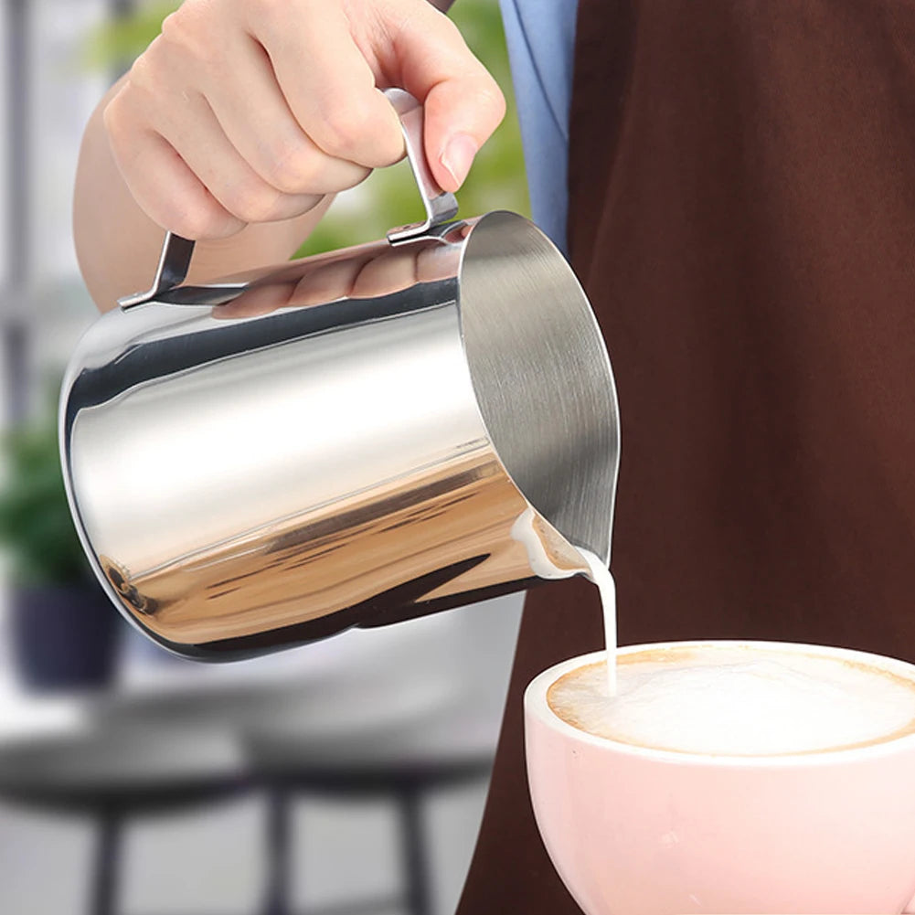350/600/900ml Cappuccino Cream Frothing Jug Pitcher Stainless Steel Barista Frother Pitcher with Scale Kitchen Cafe Accessories