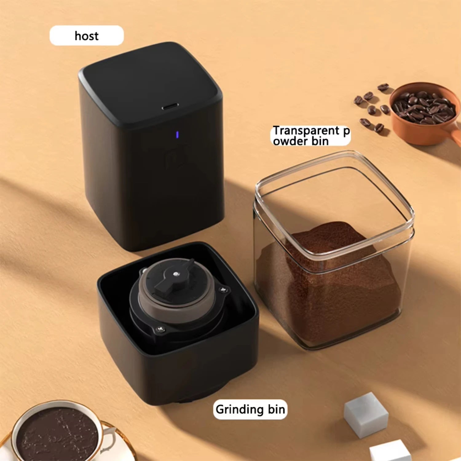 1 set of plastic Household Grinder Adjustable Grind Size Usb Rechargeable Coffee Bean Mill Machine Wholesale