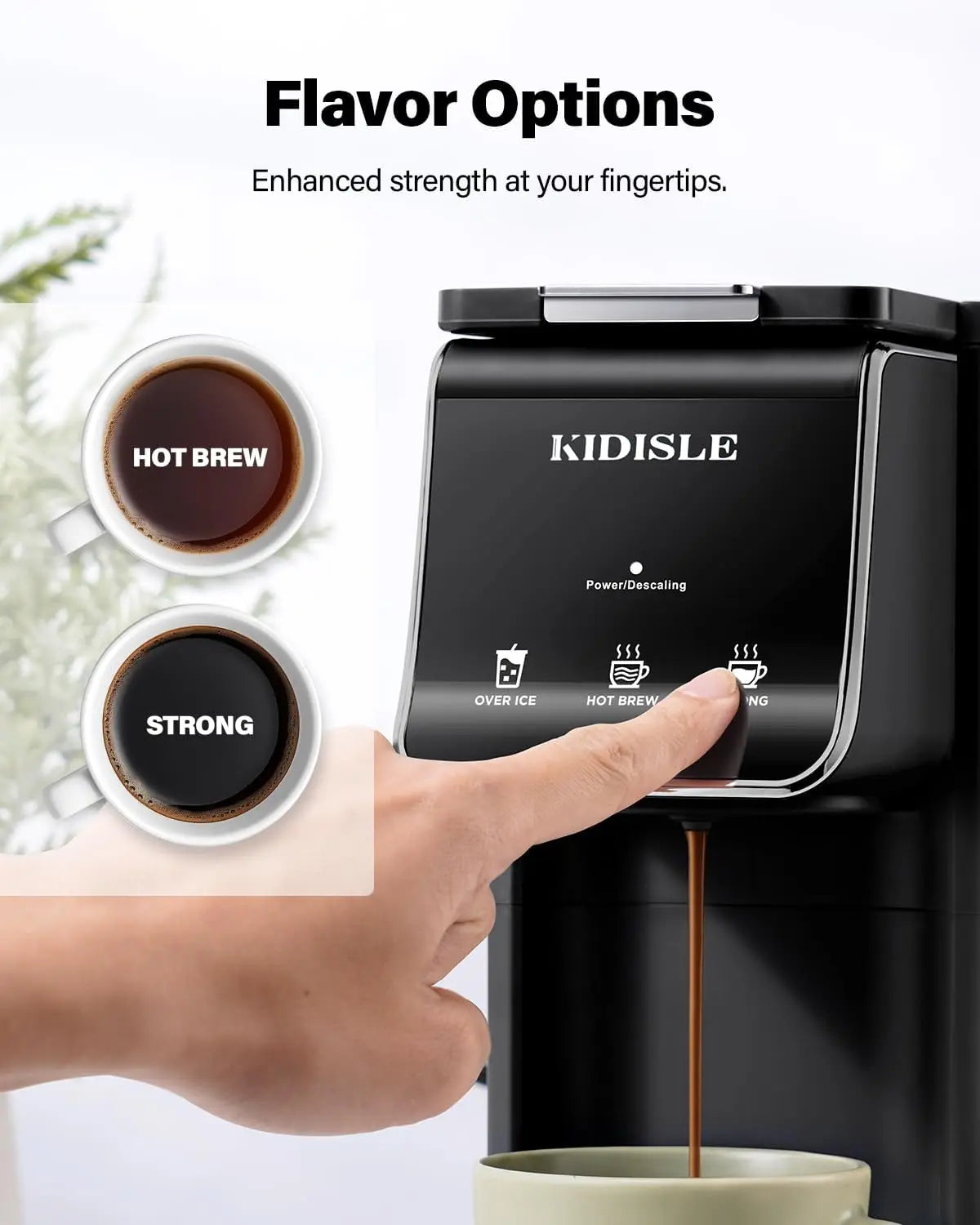 Hot & Iced Coffee Maker, K Cup Coffee Maker, Compatible with K-Cups and Ground Coffee, Single Serve Coffee Machine with Bold Set