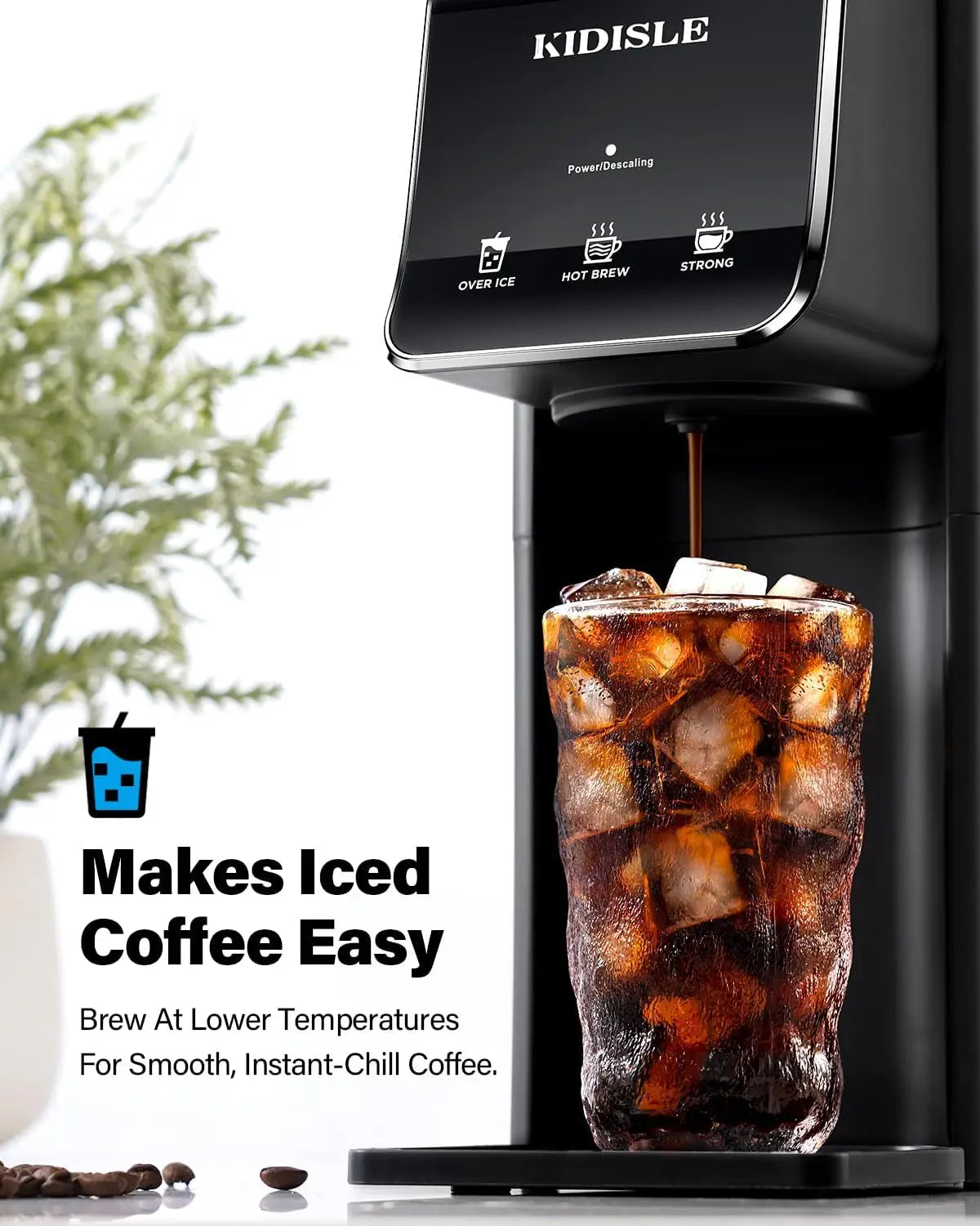 Hot & Iced Coffee Maker, K Cup Coffee Maker, Compatible with K-Cups and Ground Coffee, Single Serve Coffee Machine with Bold Set
