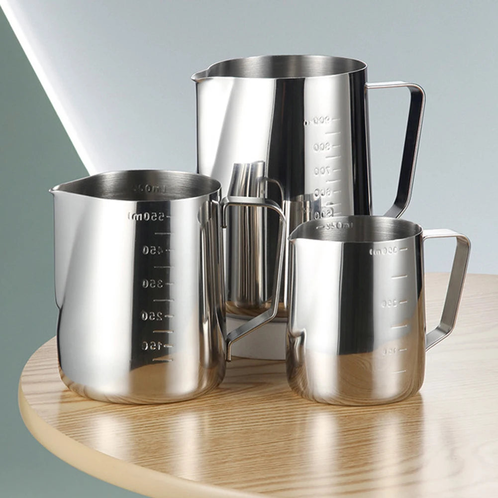 350/600/900ml Cappuccino Cream Frothing Jug Pitcher Stainless Steel Barista Frother Pitcher with Scale Kitchen Cafe Accessories