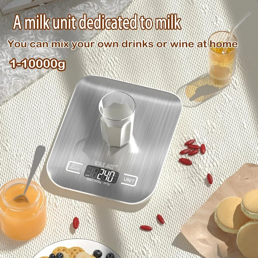 Mini Digital Scale 10kg 22lb Kitchen Scale Food Scale Coffee Scale 6Units Auto Off Tare Stainl Steel complimentary Battery Easy