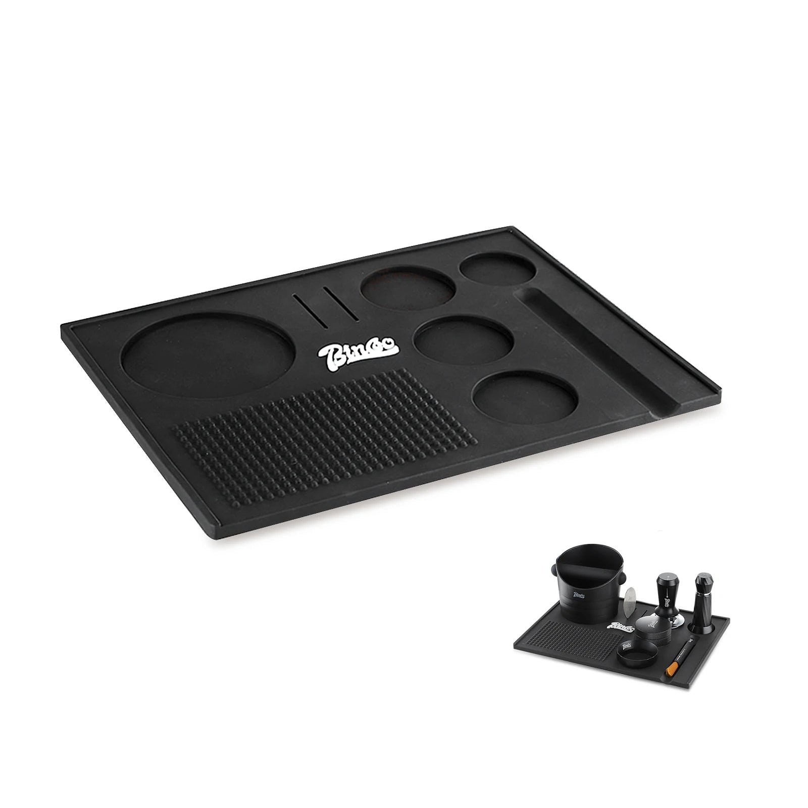 Bincoo Multifunction Espresso Tamper Mat-Non-Slip Silicone Coffee Tamper Mat All in One-Tamping Pad for Barista Tool