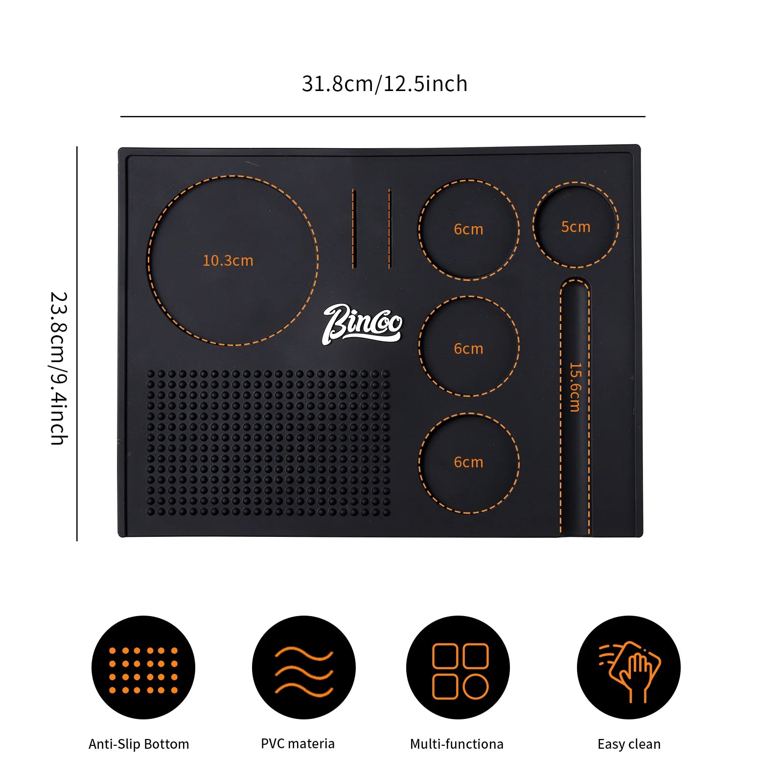 Bincoo Multifunction Espresso Tamper Mat-Non-Slip Silicone Coffee Tamper Mat All in One-Tamping Pad for Barista Tool