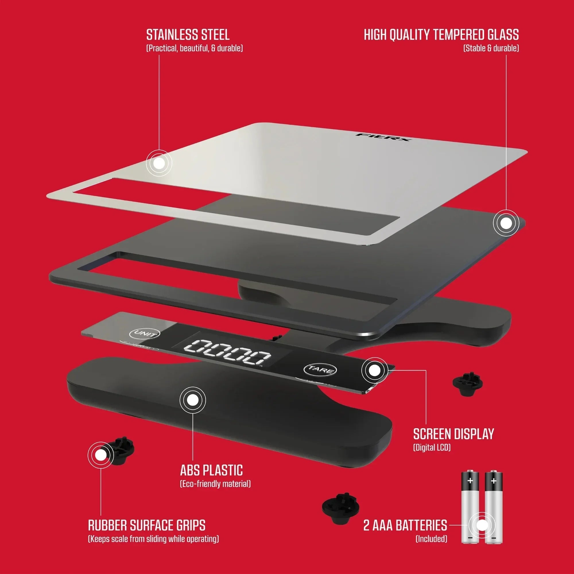 Easy Use Digital Food Scale | 11lb Capacity in g/ml/oz | Stainless Steel | Great for Baking, Diet, Coffee, Small Business