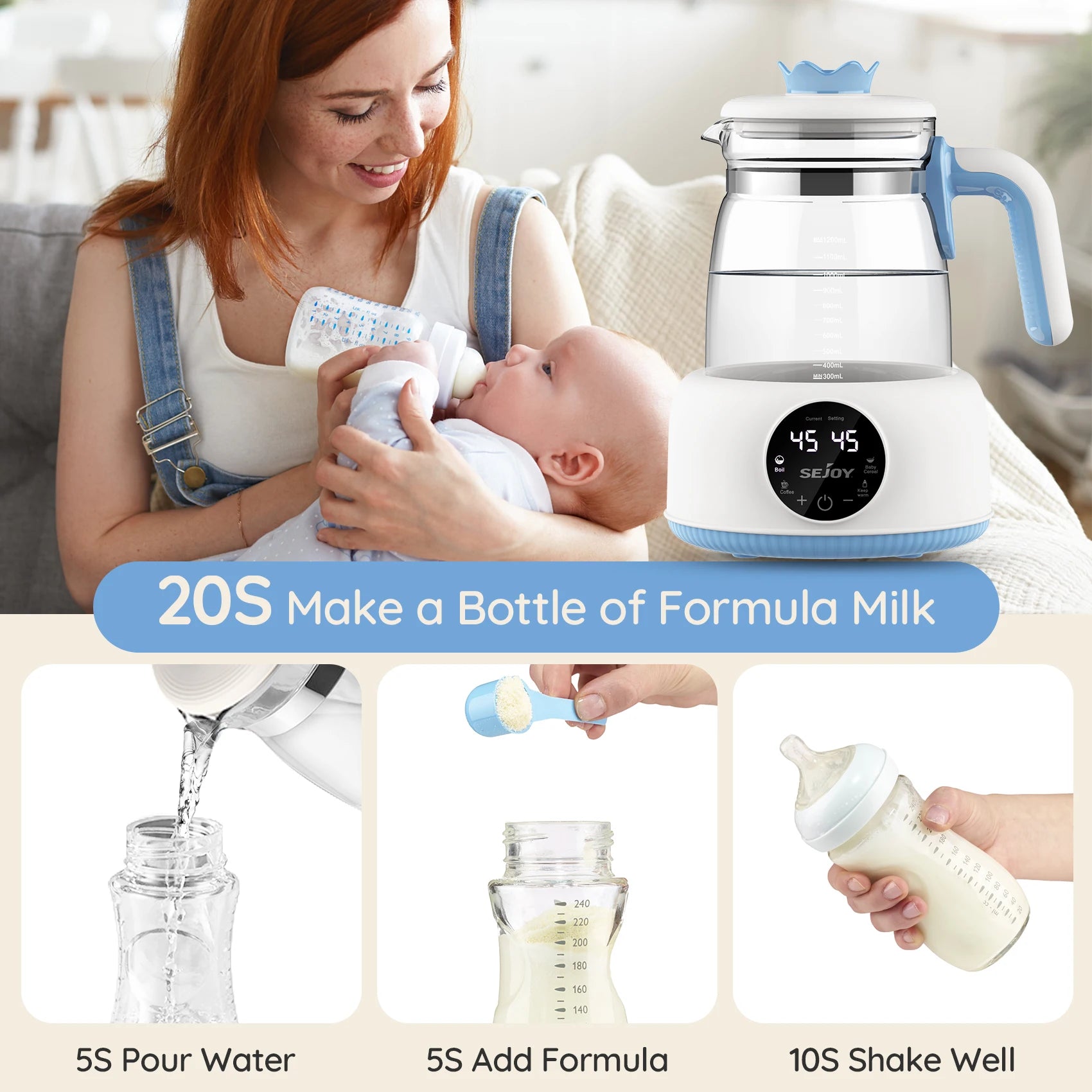 220v/110v Infant Thermostatic Milk Regulator 800W Electric Baby Formula Kettle Automatic Warmer Feeding Bottle
