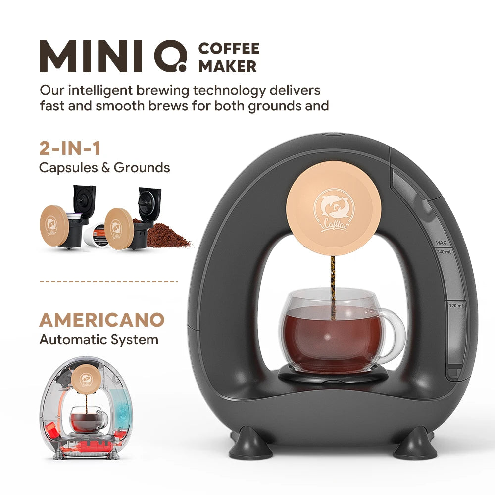 4-8 Oz Single Serve Coffee Maker 2 In 1 Americano Mini Coffee Machine Compatible With Coffee Ground &K Cup,Automatic Drip Coffee