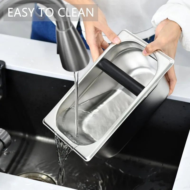 Espresso Knock Box,Stainless Steel Coffee Knock Box Large Capacity Coffee Puck Container Espresso Machine Tool for Coffee Ground