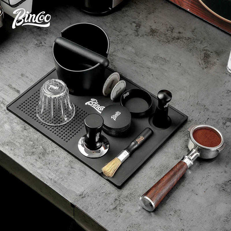 Bincoo Multifunction Espresso Tamper Mat-Non-Slip Silicone Coffee Tamper Mat All in One-Tamping Pad for Barista Tool