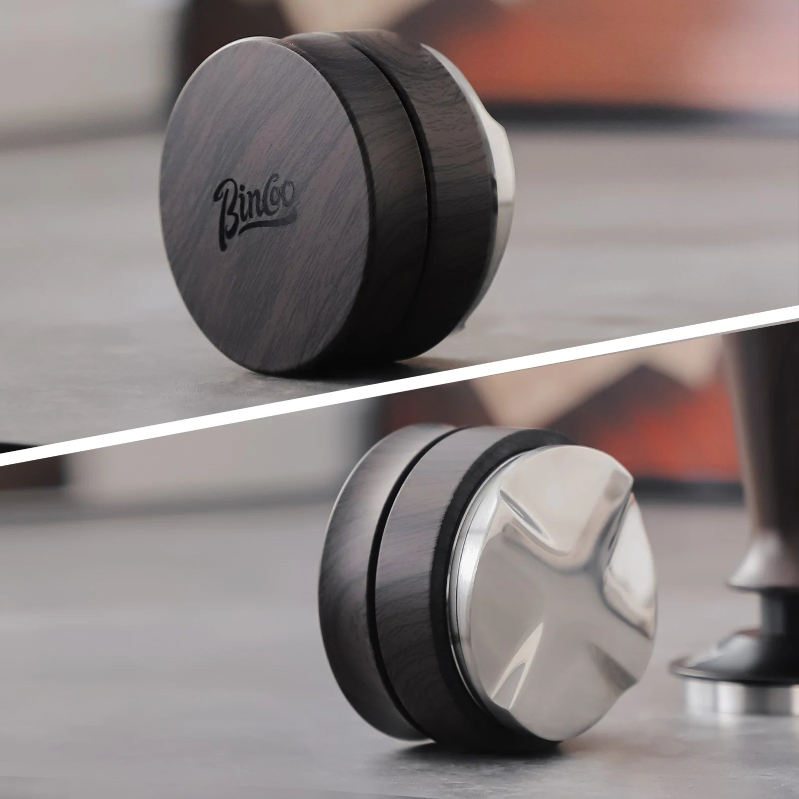 58mm Coffee Distributor - Wood Grain Espresso Distribution Tool,Adjustable Depth Coffee Tamper and Leveler