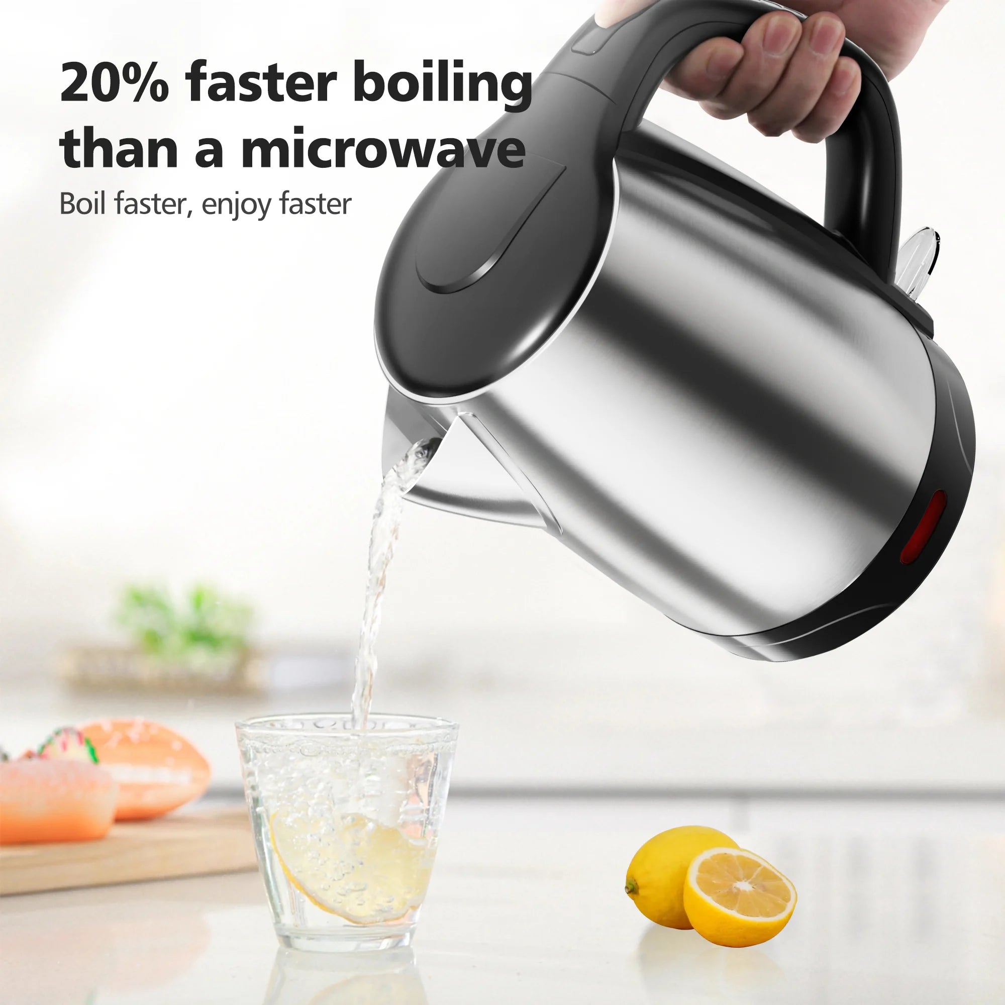 Electric Tea Kettle - 1.7L Stainless Steel Electric Kettle with LED Indicator, Fast Boil Hot Water Boiler