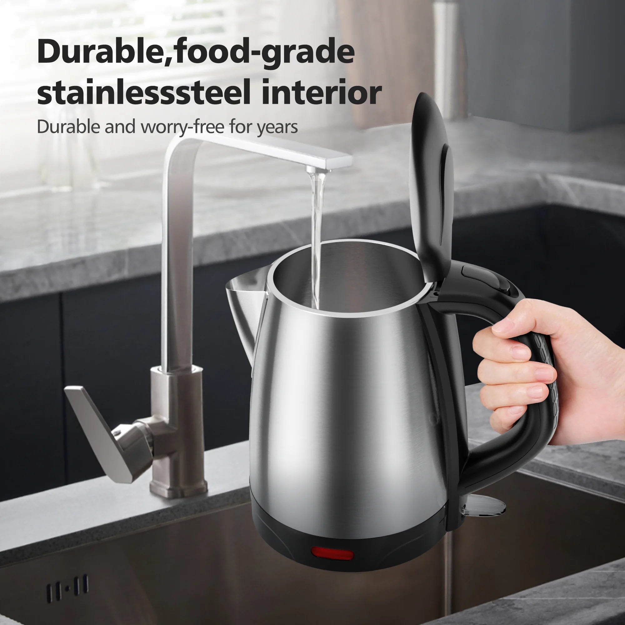 Electric Tea Kettle - 1.7L Stainless Steel Electric Kettle with LED Indicator, Fast Boil Hot Water Boiler