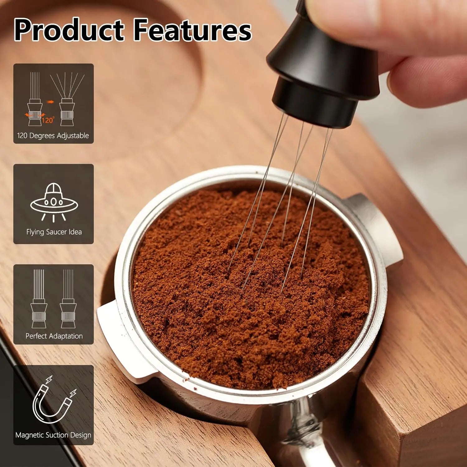 IKAPE Coffee WDT Tools,Espresso Stirrer with adjustable angle feature,Suitable for home,outdoor activities,and baristas' tool