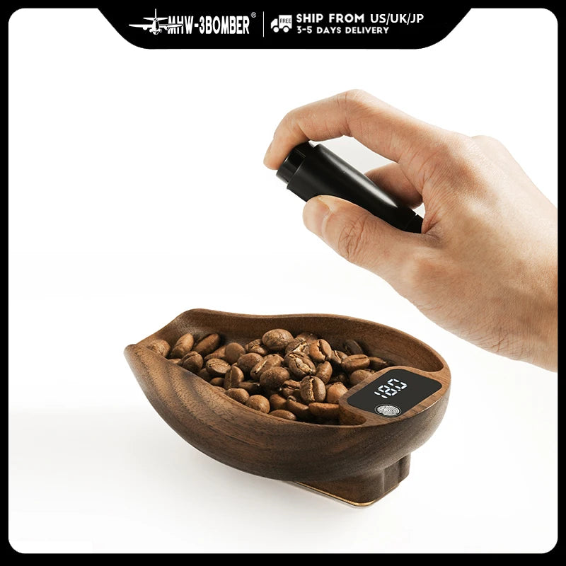MHW-3BOMBER OVO Coffee Scale Digital Food Kitchen Scale Precise Wooden Bean Scale with Spray Bottle Barista Professional Tool