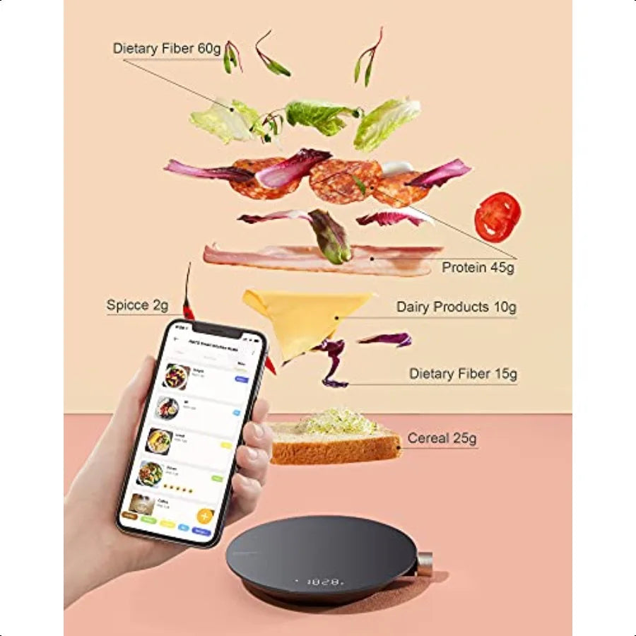 Smart Food Scale Kitchen Scale Food Scales Digital Weight Grams and Oz Coffee Scale Kitchen Scale with 0.1g High Precise Sensor