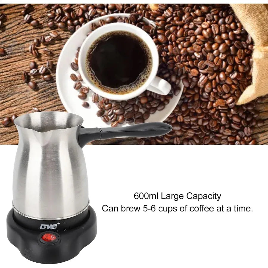 Turkish Coffee Pot Stainl Steel Arabic Greek Turkish Electric Coffee Maker hine Pot 600ml Coffee Tea Warmer Kettle with Removab