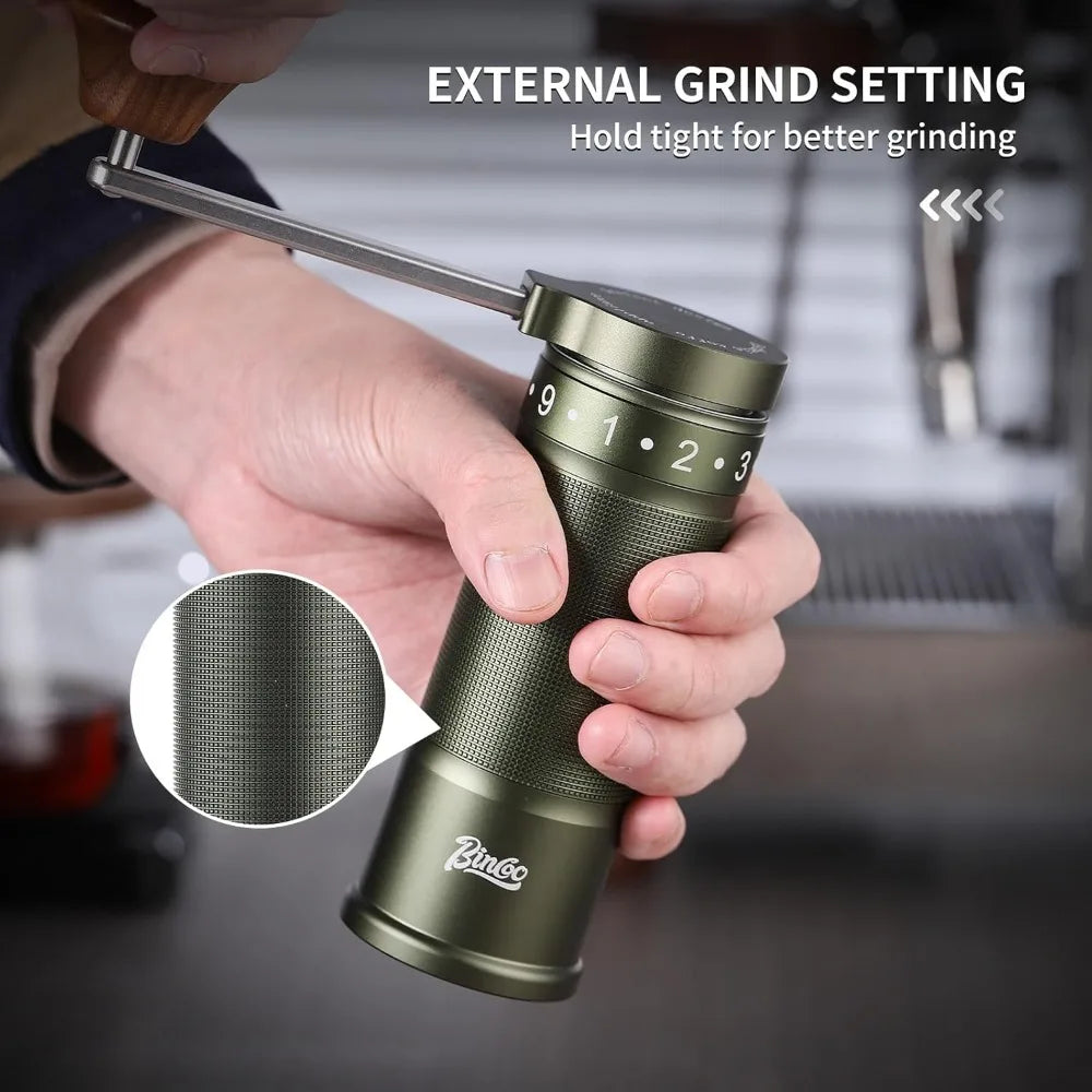 Portable Steel Burr Manual Coffee Grinder with Foldable Handle for Compact Storage