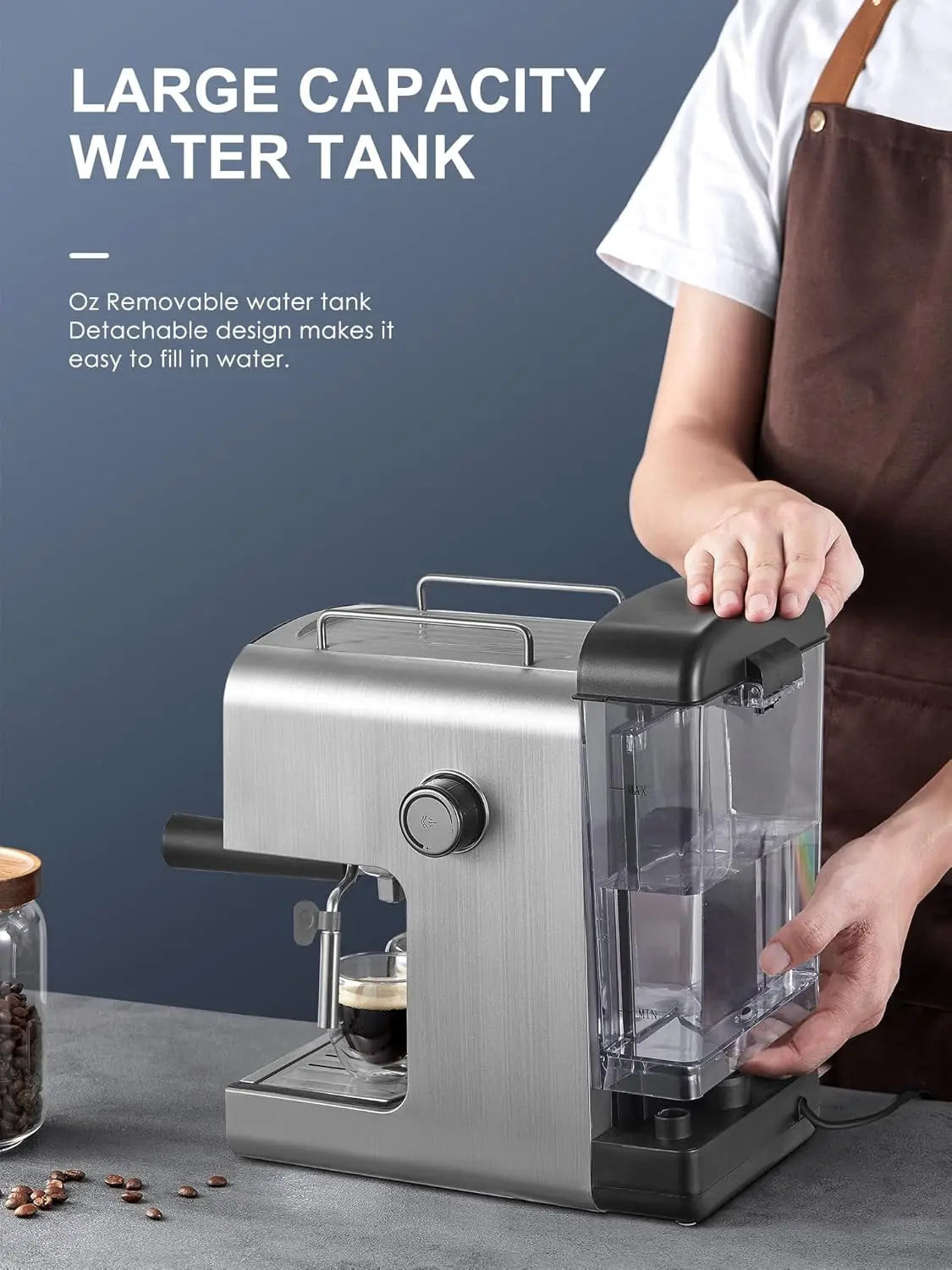 Espresso machine, CM6822 15 Bar Coffee Maker for Cappuccino and Latte Maker With Milk Frother, Removable Water Tank, Fast Heatin
