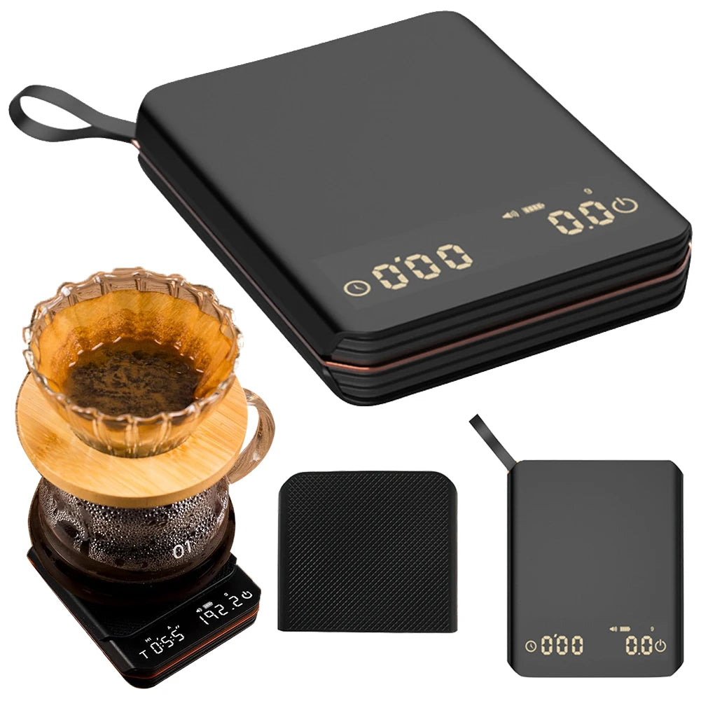 Electronic Coffee Scale with Timer Rechargeable Mini Pour Over Drip Espresso Scale LED Display High Precision Kitchen Scale 0.1g