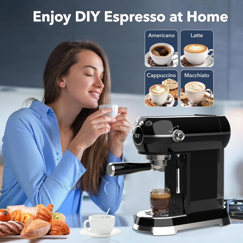 Compact 20Bar Espresso Machine with Milk Frother, 27oz Detachable Water Tank for Small Spaces, Quick Heat-Up Home Coffee Maker