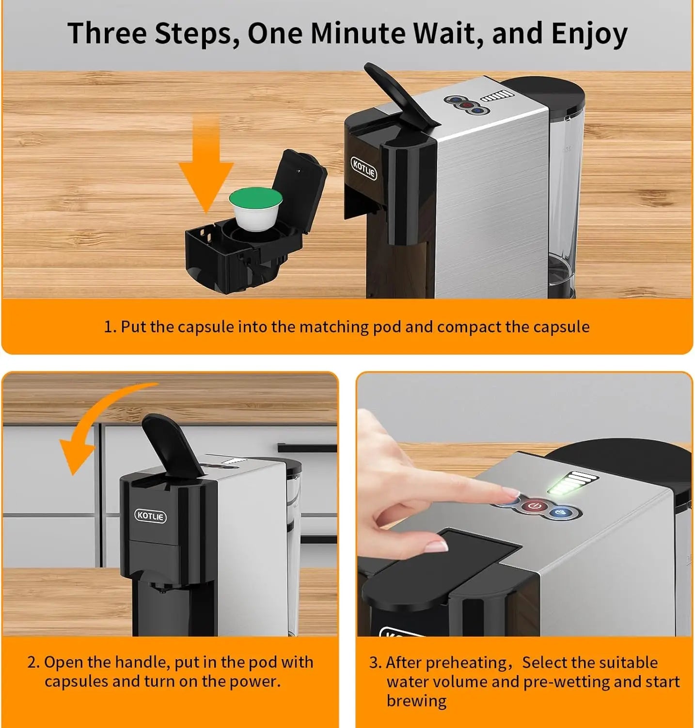 19Bar Pressure Single Serve Coffee Maker, Multifunctional 5in1 Coffee Machine for NES* Original/Dolce Gusto/K cup/Ground Coffee/