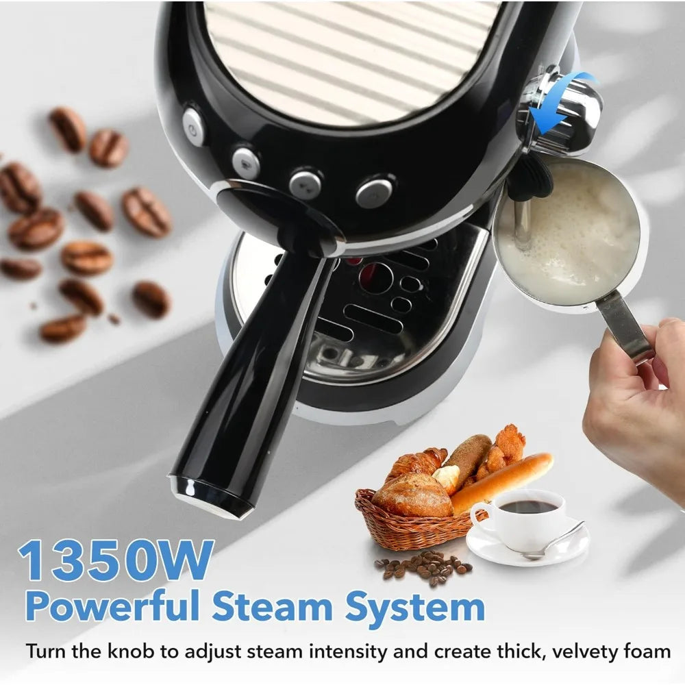 Compact 20Bar Espresso Machine with Milk Frother, 27oz Detachable Water Tank for Small Spaces, Quick Heat-Up Home Coffee Maker