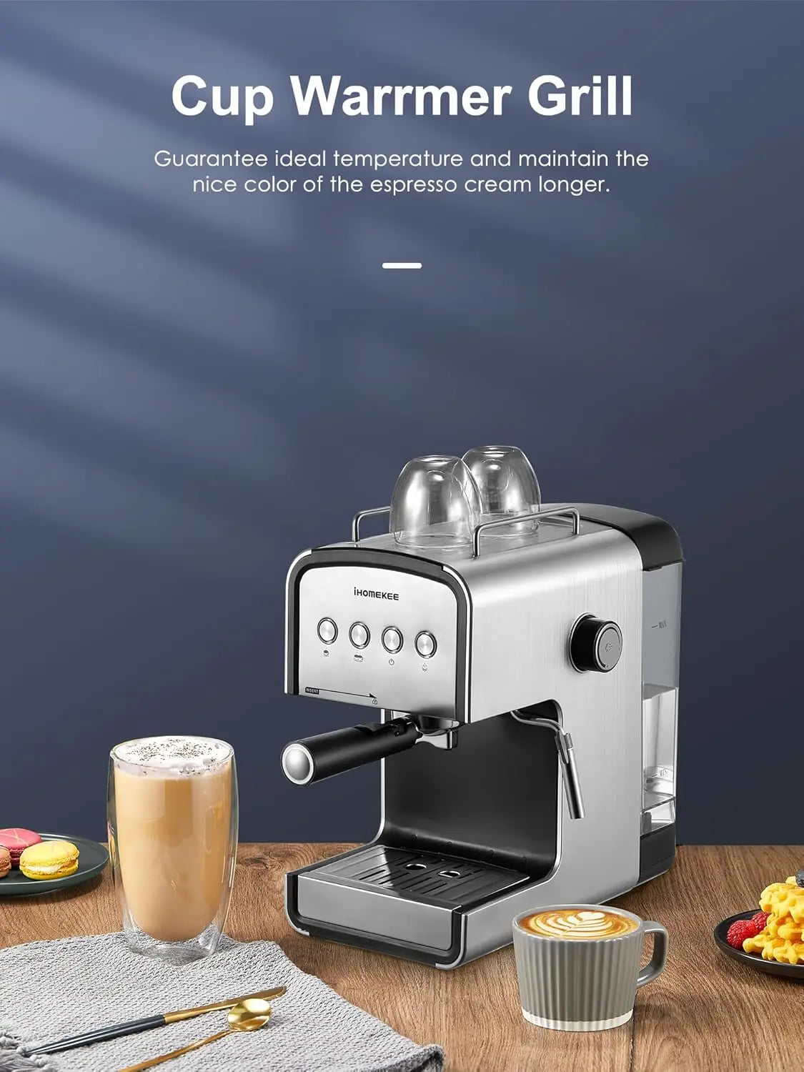 Espresso machine, CM6822 15 Bar Coffee Maker for Cappuccino and Latte Maker With Milk Frother, Removable Water Tank, Fast Heatin