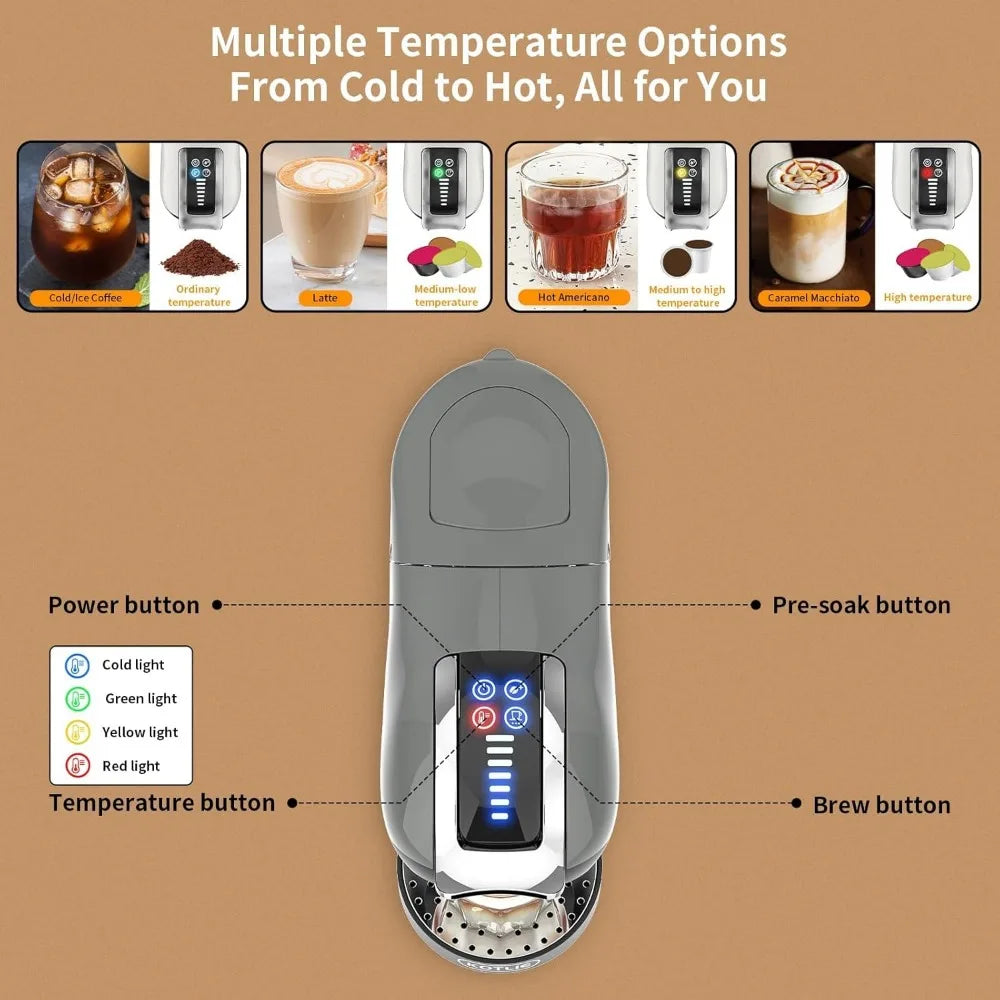 Espresso 5-in-1 Single Serve Coffee Maker with 19Bar Pressure, Cappuccino & Latte Machine, Cold and Hot Beverage System for K-cu