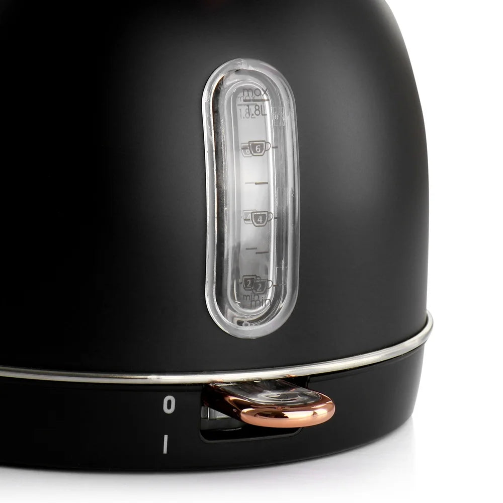 1.8L Electric Tea Kettle with Thermostat Stainless Steel Half Circle Design Rapid Boil Water Indicator Auto Shut Off Cordless