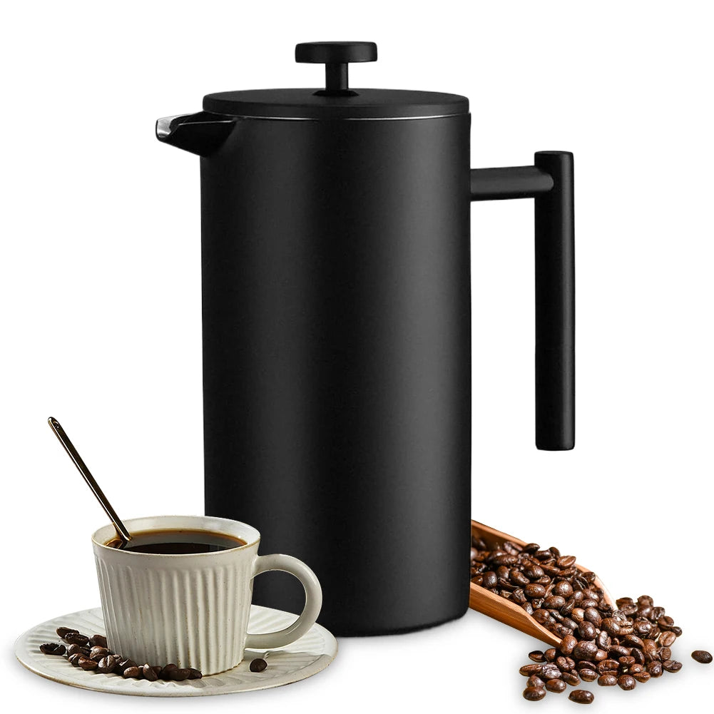 Stainless Steel French Press Coffee Maker 1000ml Double Wall Insulation Coffee Press Tea Pot Thermal Kettle Press