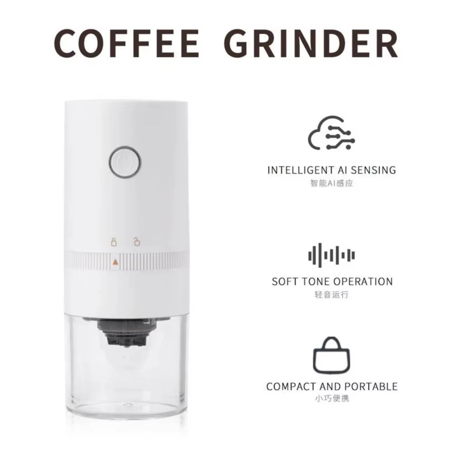 Coffee Grinder Ergonomic Design Easy to Use Metal High Efficiency USB Charging Coffee Mill Machine  Accessories