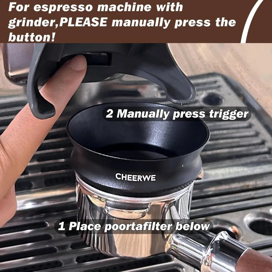 54mm Magnetic Espro Dosing Funnel Aluminum Coffee Ring with 8 Magnets 25mm Height Black