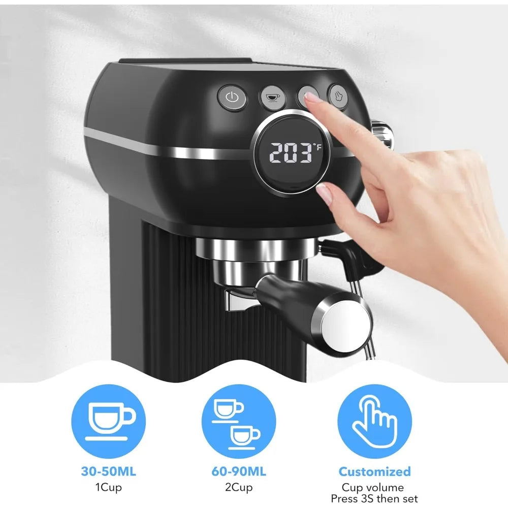 Compact 20Bar Espresso Machine with Milk Frother, 27oz Detachable Water Tank for Small Spaces, Quick Heat-Up Home Coffee Maker